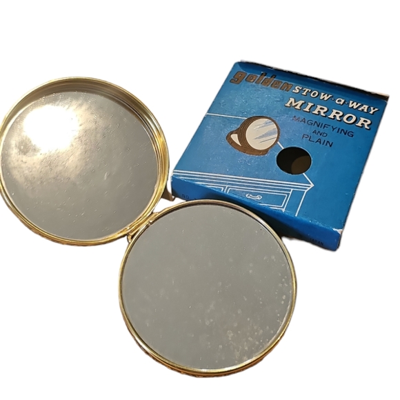 Vintage Folding Compact Double Mirror Ornate Metal Mirror - Picture 3 of 7